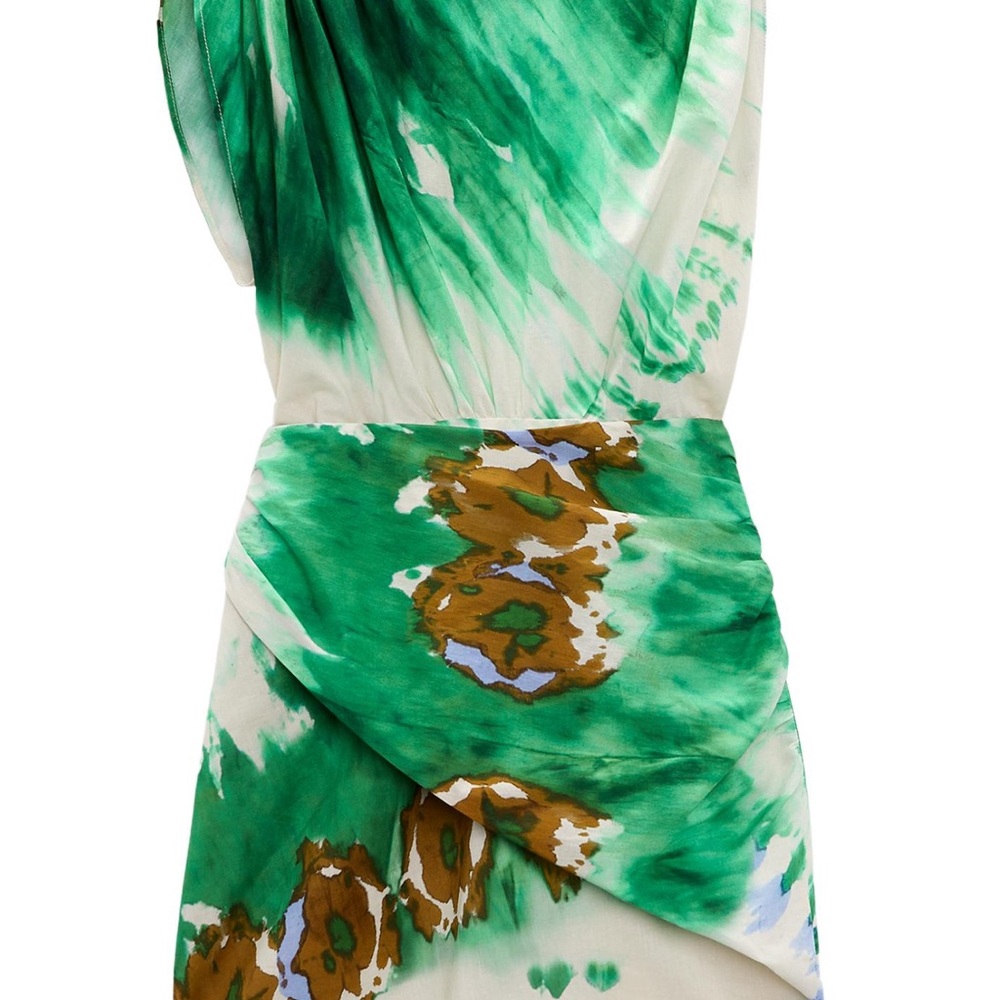 Zara Asymmetrical Dress in Green and Brown